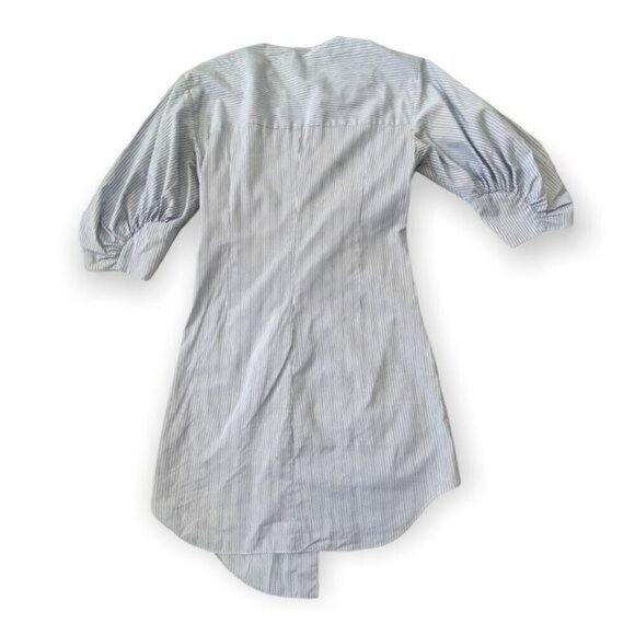 Tibi Stripe Asymmetrical Shirt Dress, Size 00, Blue - Picture 7 of 12